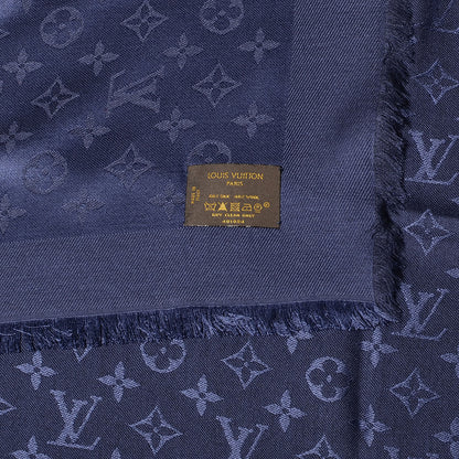 Louis Vuitton Wool Silk Monogram Shawl Blue Nuit 5 of 5