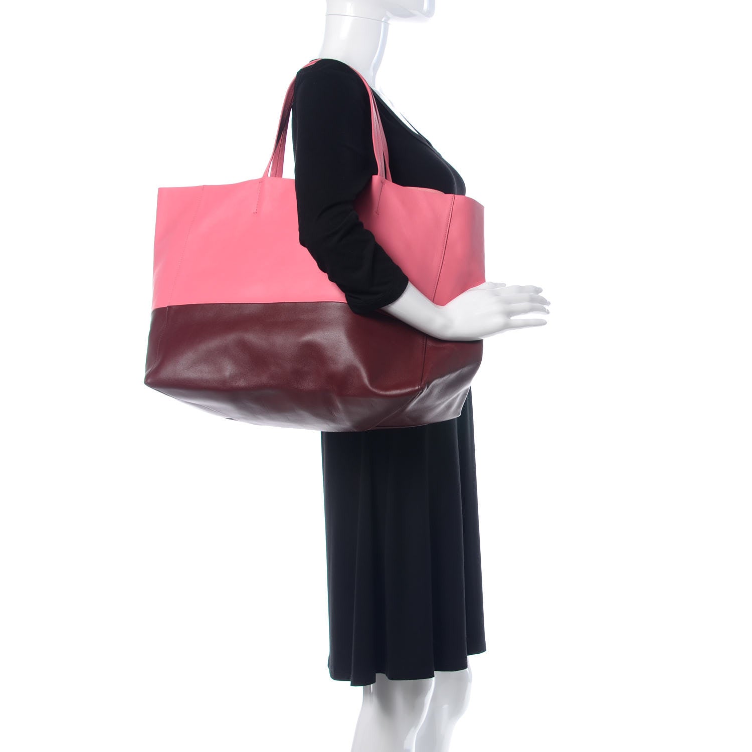 Celine Lambskin Horizontal Bi-Color Cabas Pink Rust 2 of 8