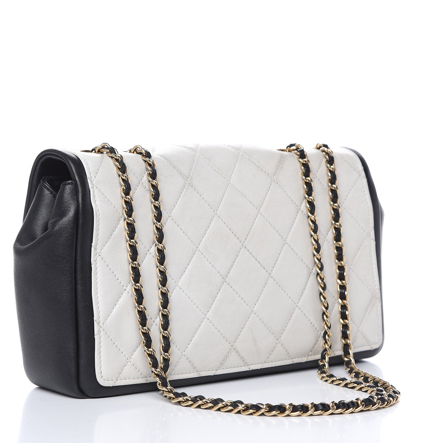 Chanel Lambskin Quilted Graphic Medium Flap White Black 3 of 17