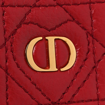 Christian Dior Calfskin Cannage Dioramour Caro Heart Pouch With Chain Bright Red 12 of 12