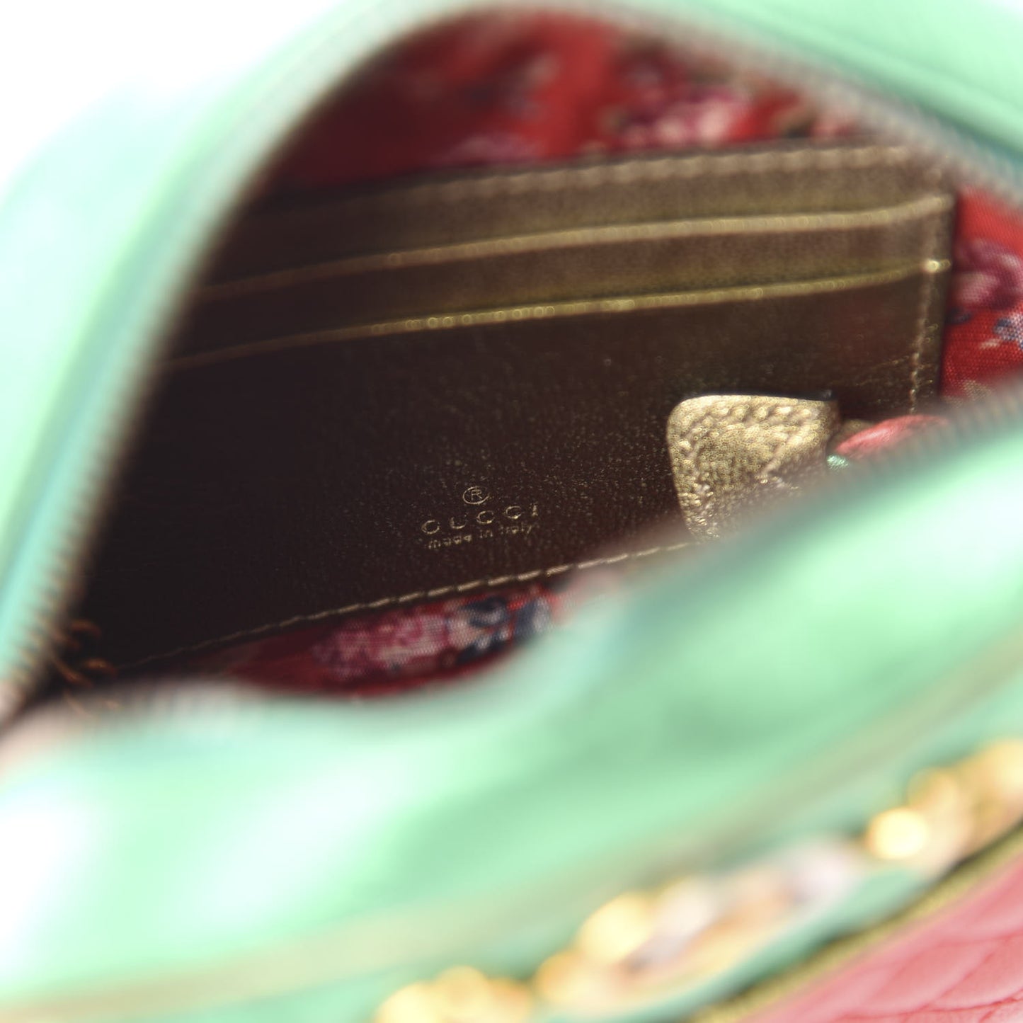 Laminated Nappa Trapuntata Mini Zumi Dome Shoulder Bag Rosso Jasmine Green Rame