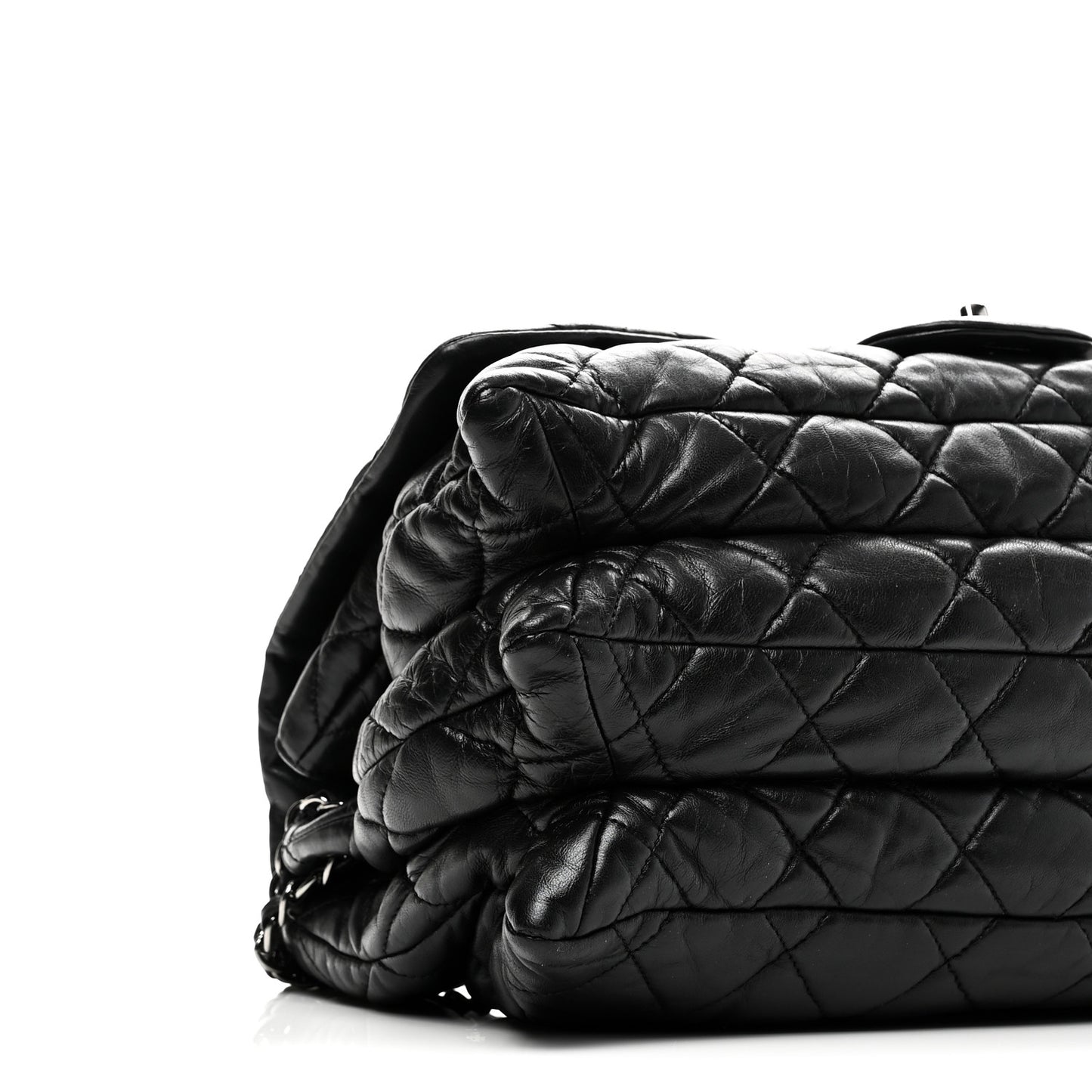 Lambskin Quilted Chanel 3 Accordion Flap Bag Black