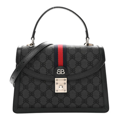 Gucci X BALENCIAGA BB Supreme Monogram Web Small Top Handle Bag Black 1 of 11
