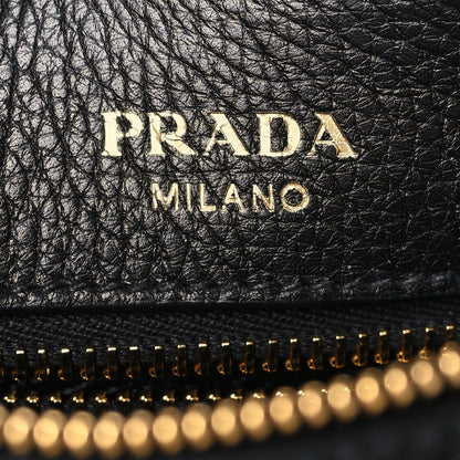 Prada Vitello Daino Zippered Messenger Hobo Black 6 of 8