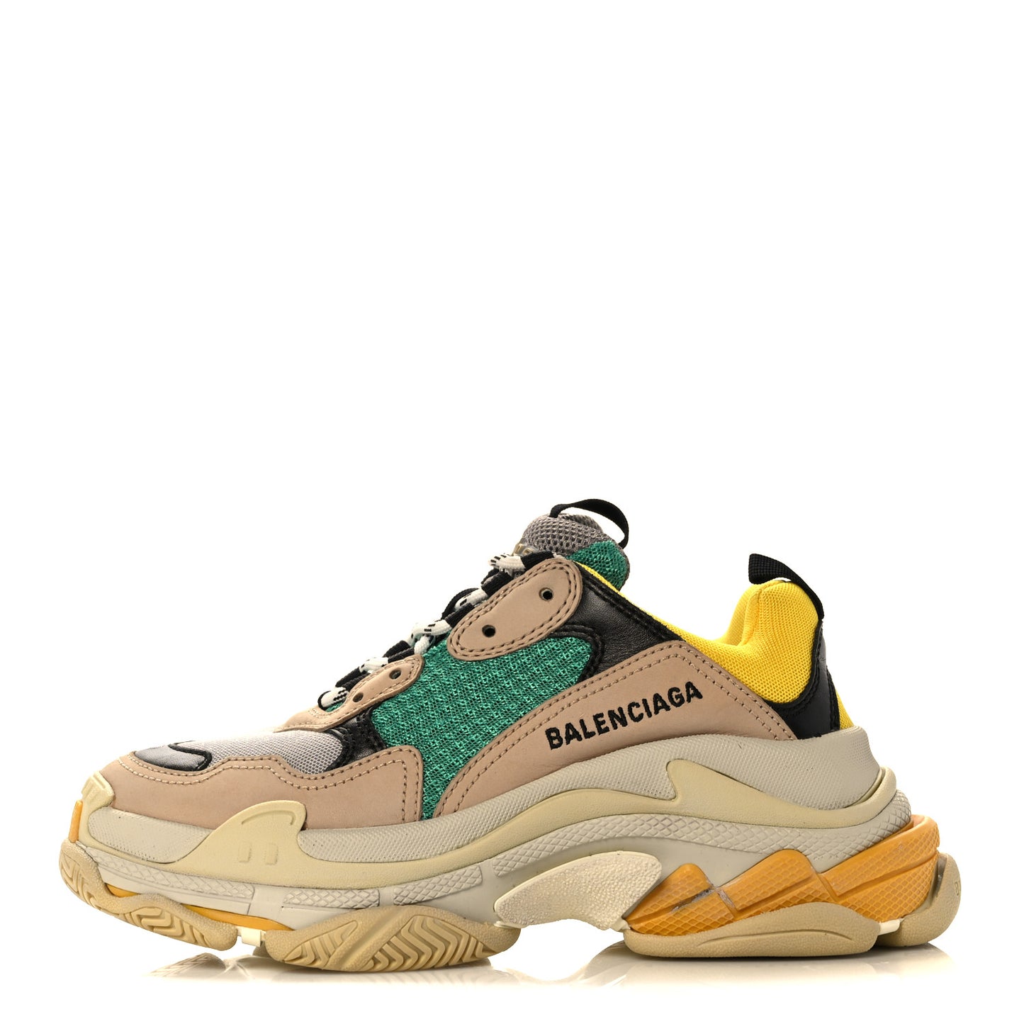 Fabric Mesh Womens Triple S Sneakers 37 Jaune Beige Vert Black Gris
