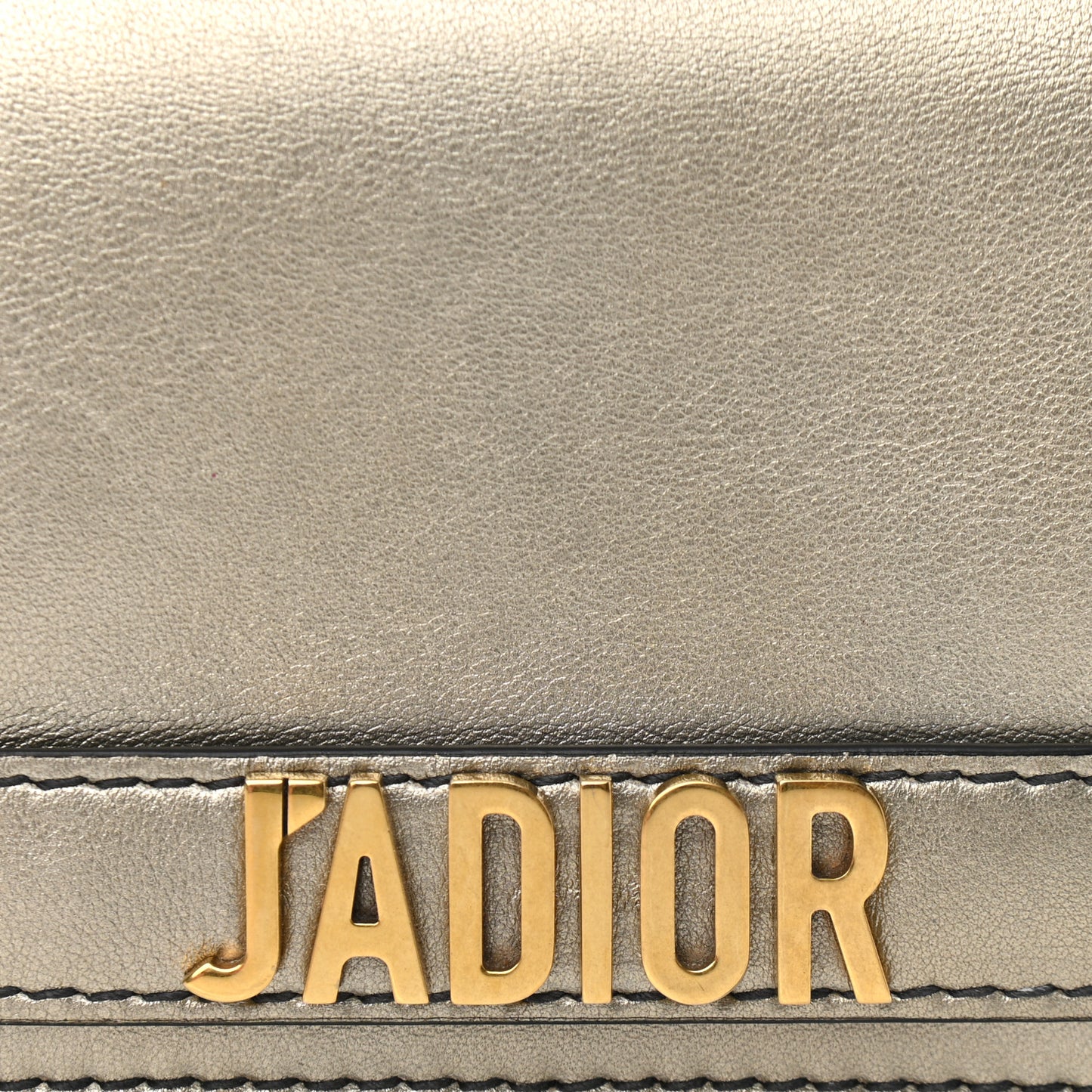 Metallic Calfskin Mini J'Adior Wallet On Chain Pouch Gold