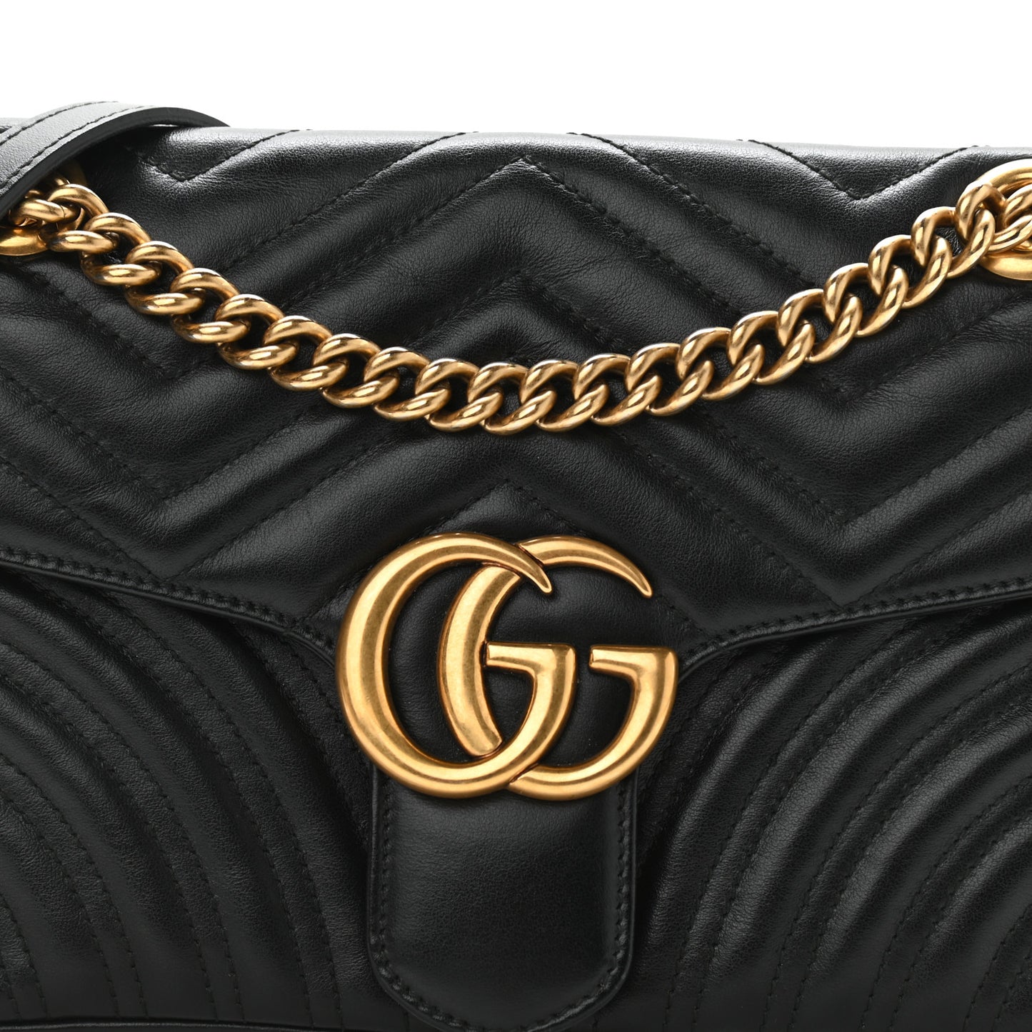 Calfskin Matelasse Small GG Marmont Shoulder Bag Black