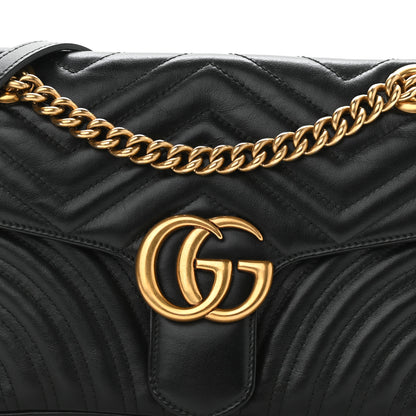 Gucci Calfskin Matelasse Small GG Marmont Shoulder Bag Black 8 of 15
