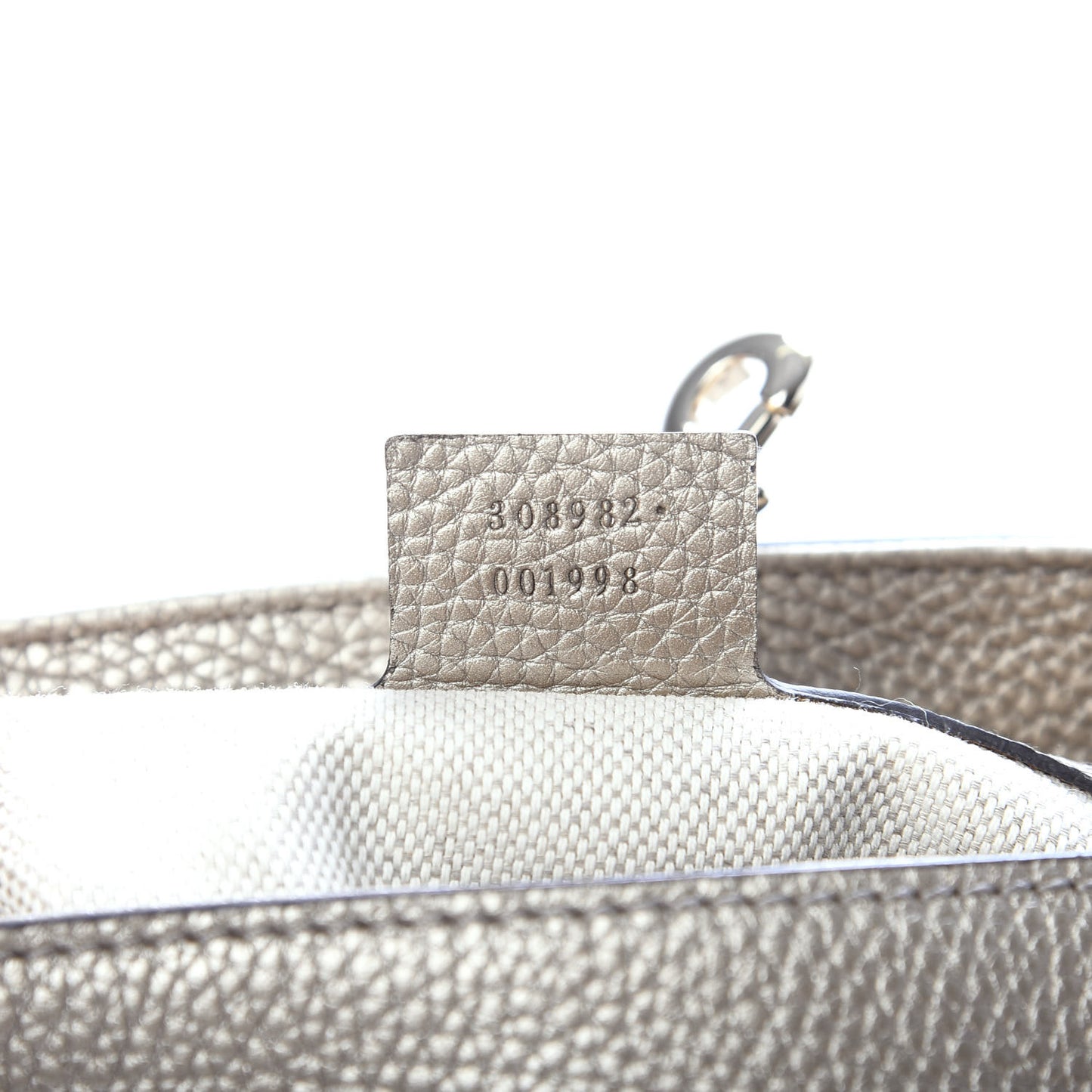 Metallic Pebbled Calfskin Medium Soho Chain Shoulder Bag Golden Beige