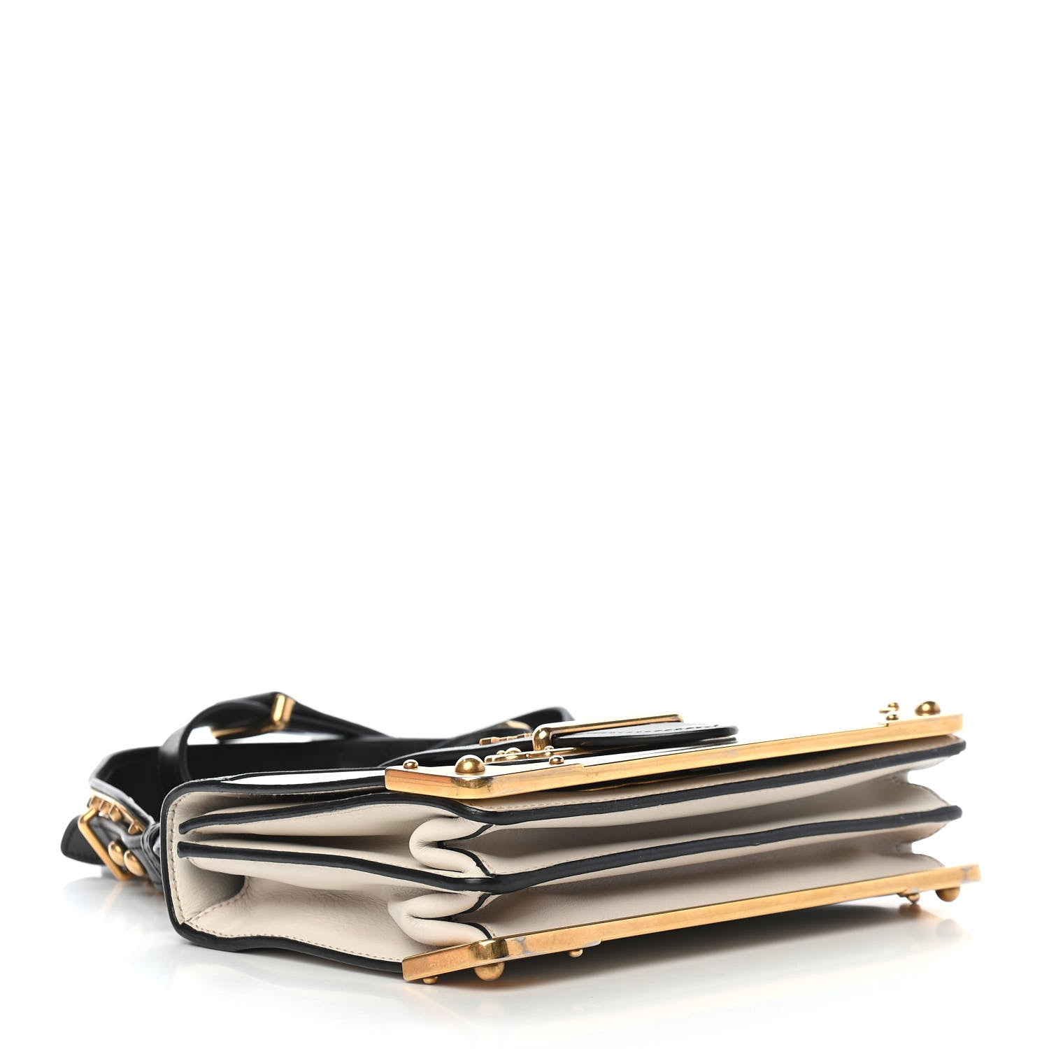 Prada City Calf Saffiano Cahier Bag Talco Black 3 of 7