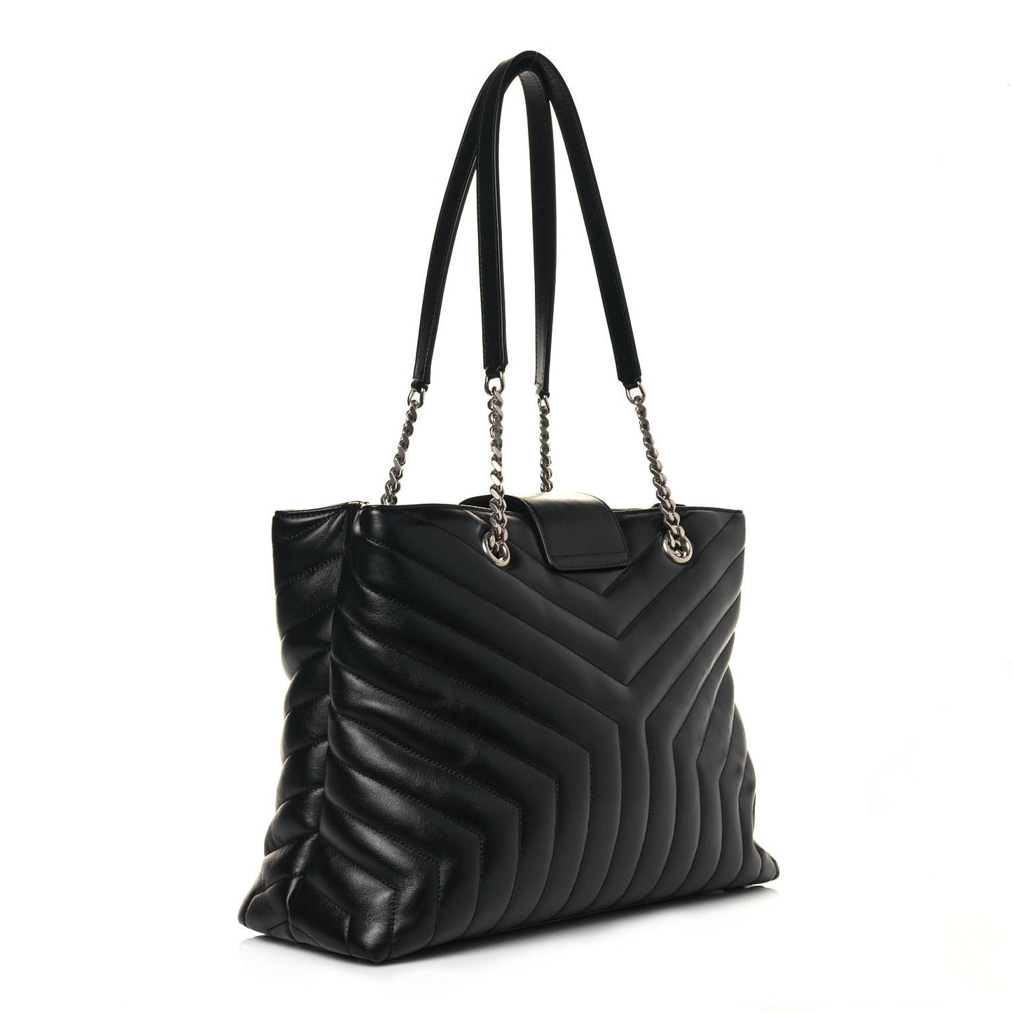 Calfskin Y Quilted Monogram Large Loulou Shopper Black