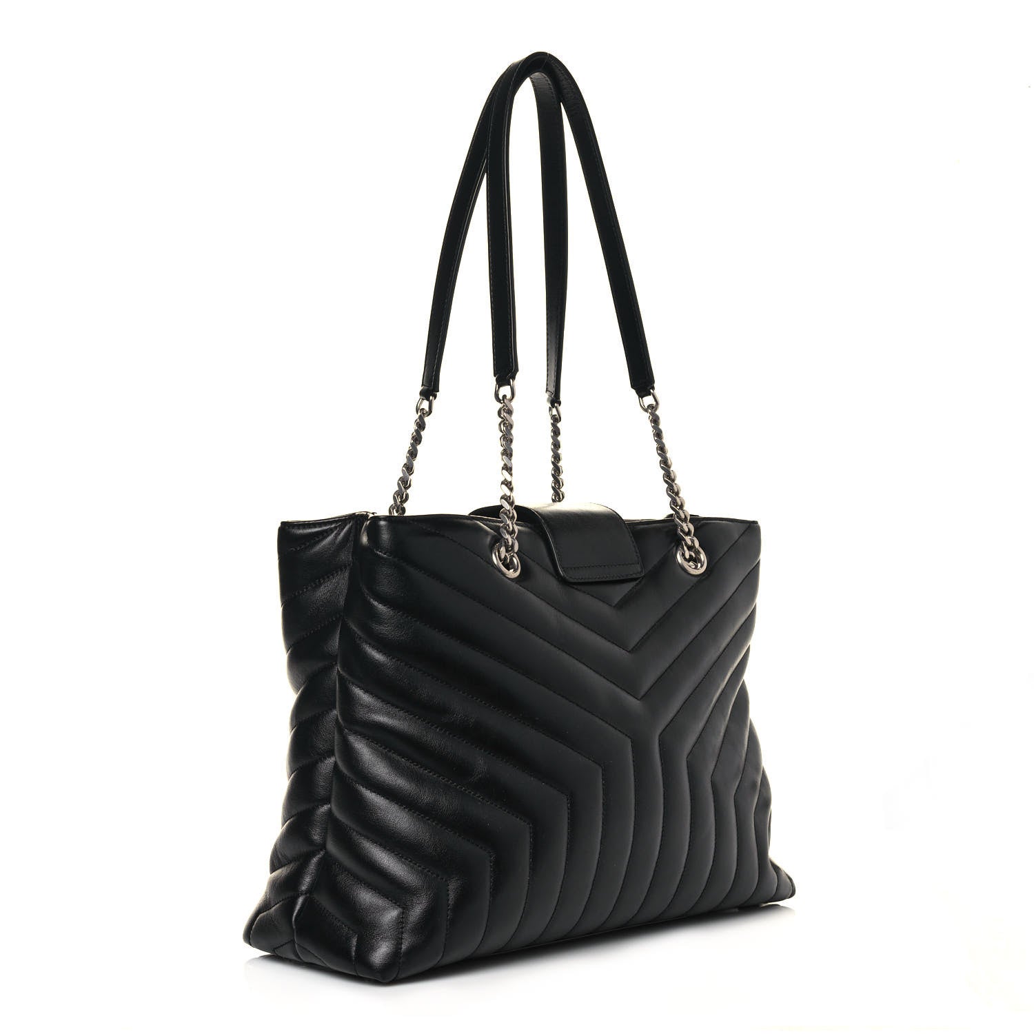 Saint Laurent Calfskin Y Quilted Monogram Large Loulou Shopper Black 2 of 16