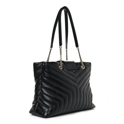 Saint Laurent Calfskin Y Quilted Monogram Large Loulou Shopper Black 2 of 16