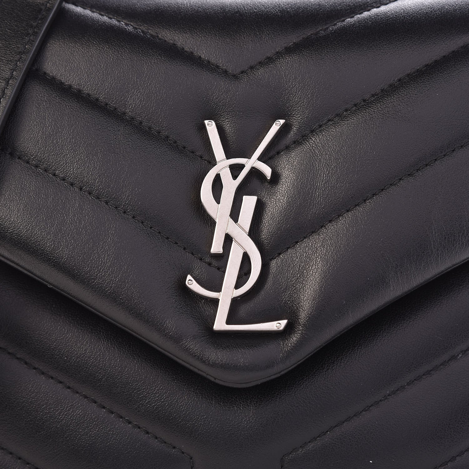 Saint Laurent Calfskin Y Quilted Monogram Small Loulou Chain Satchel Black 9 of 13
