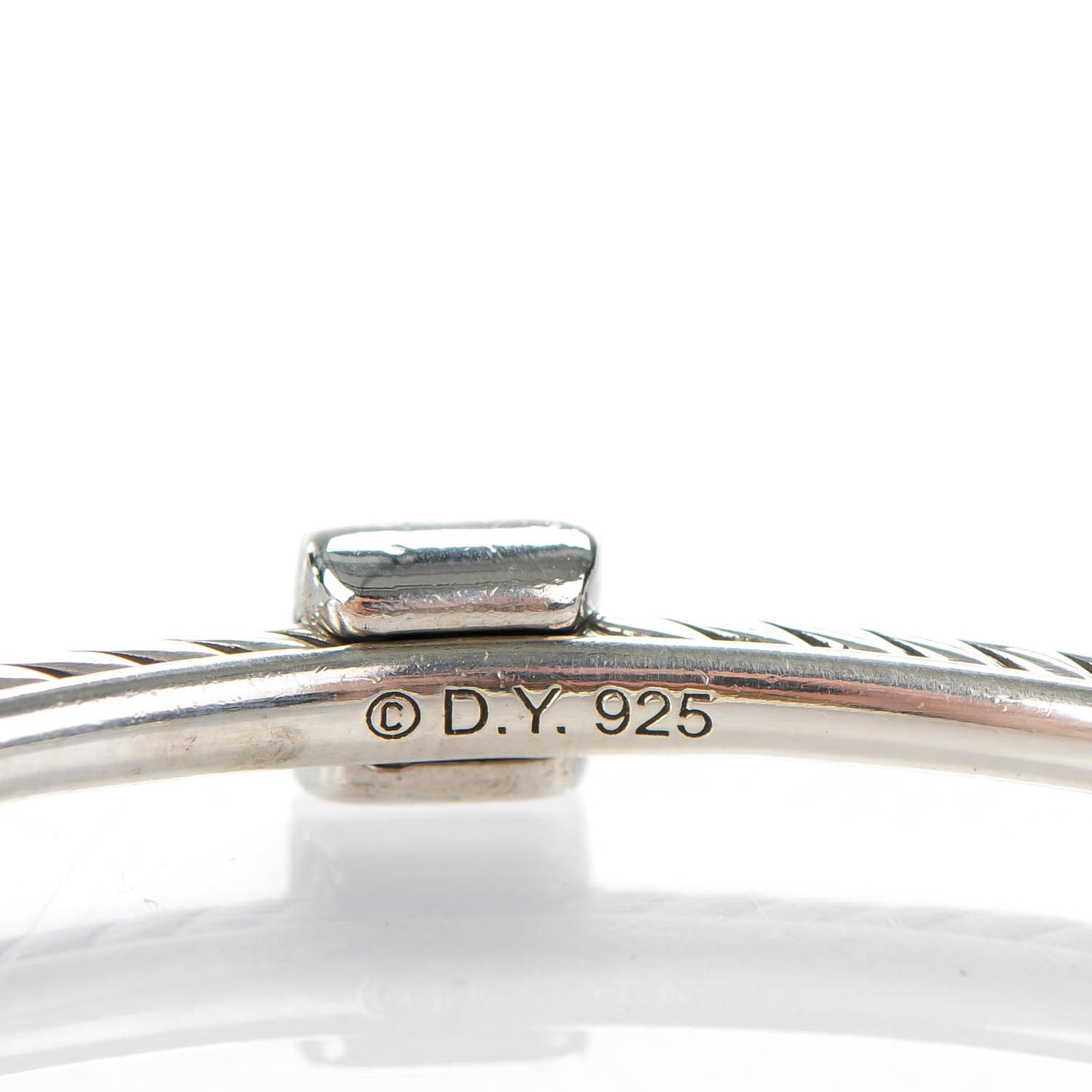 Sterling Silver Pave Diamond 3mm Cable Wire Bangle