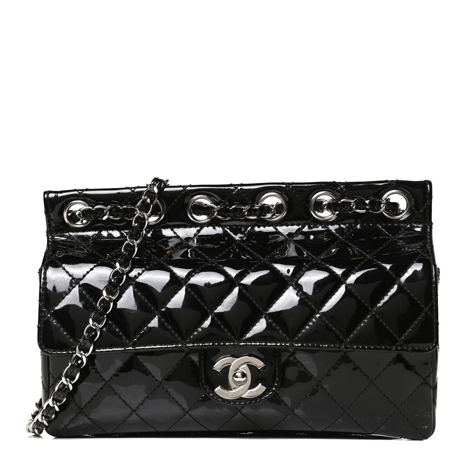 Chanel Patent Quilted Jumbo Diagonal CC Flap Black 1 of 12