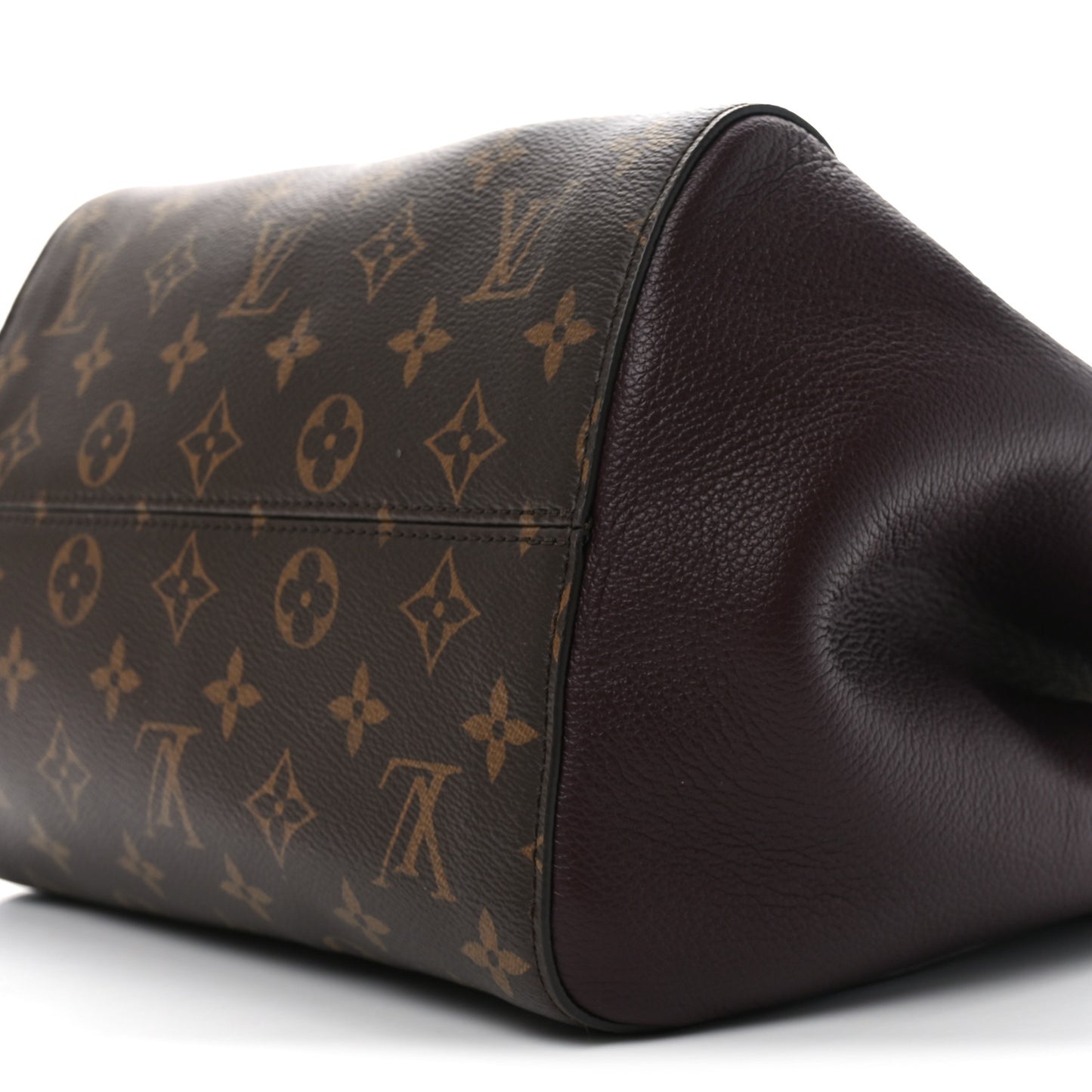 Calfskin Monogram Fold Tote MM Black Wine Cream