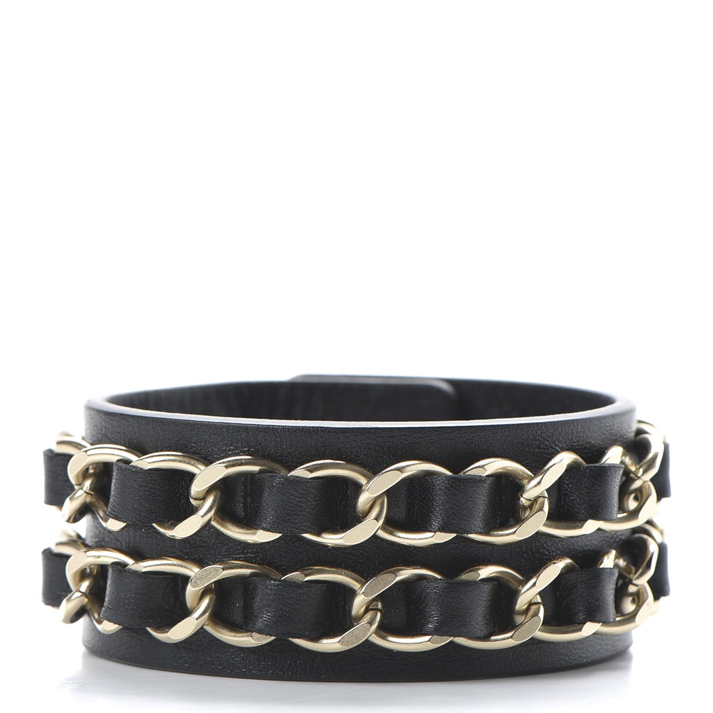 Lambskin CC Chain Turnlock Bracelet L Black