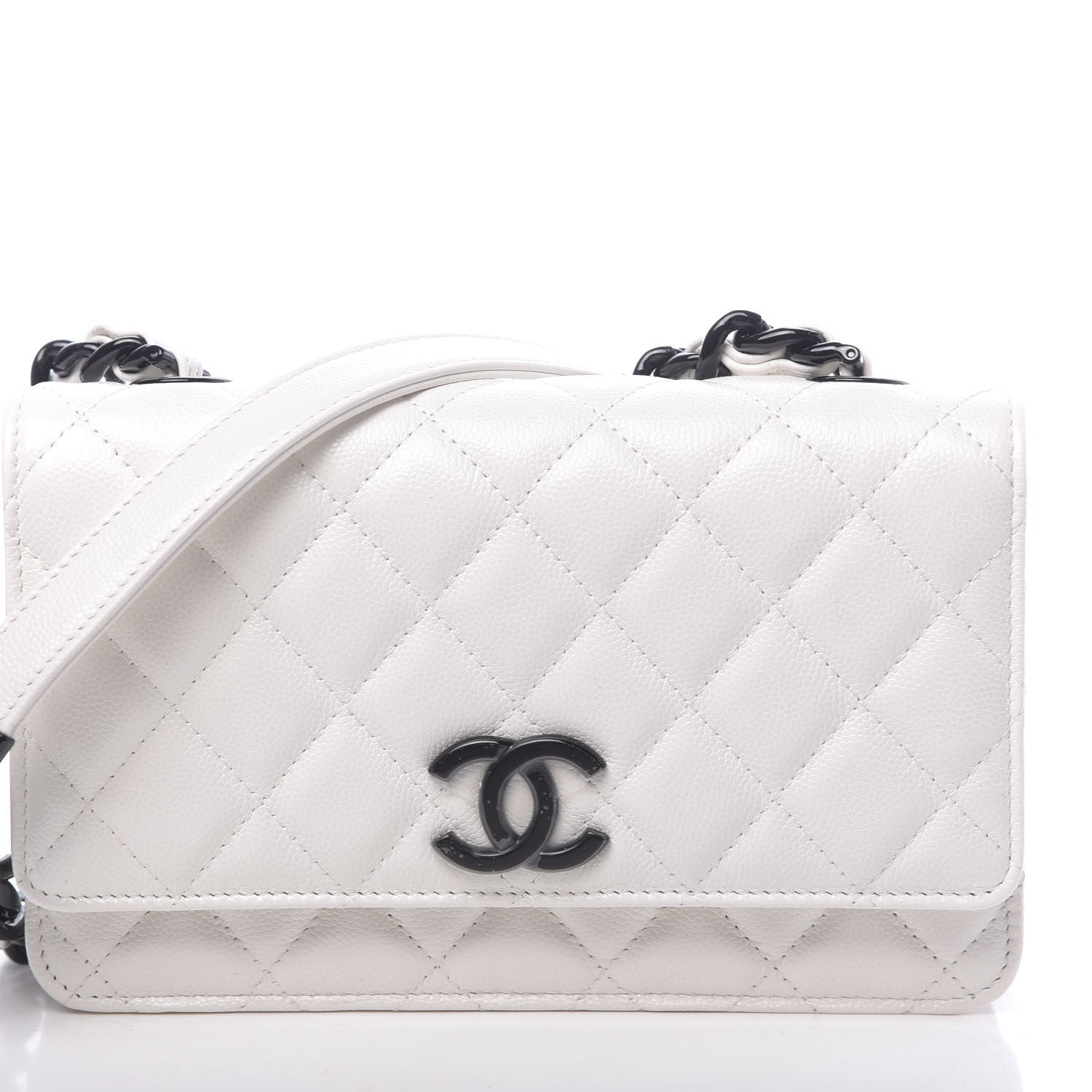 Chanel Caviar Quilted My Everything Wallet On Chain WOC White 11 of 12