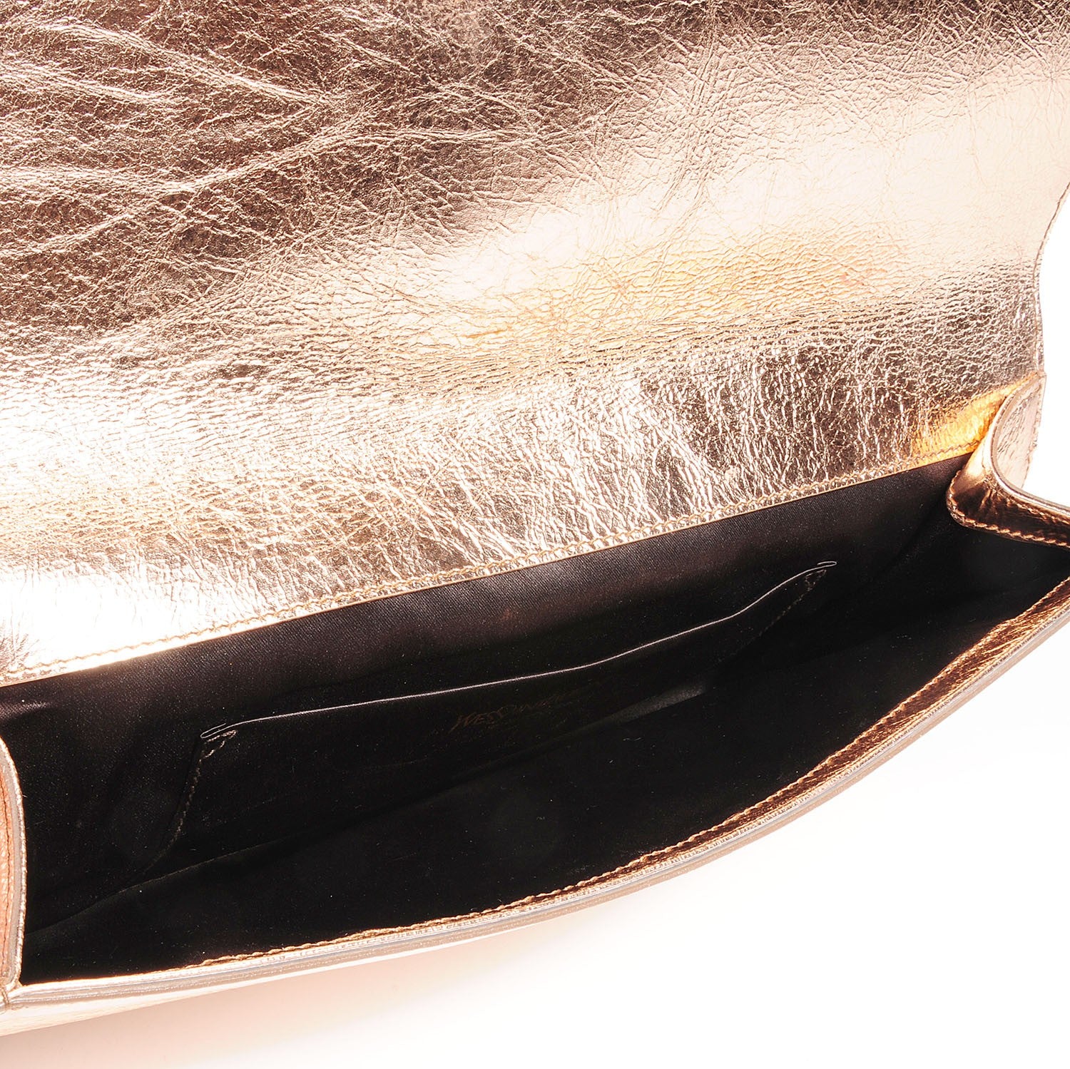 Saint Laurent Metallic Leather Large Belle De Jour Clutch Rose Gold 5 of 6