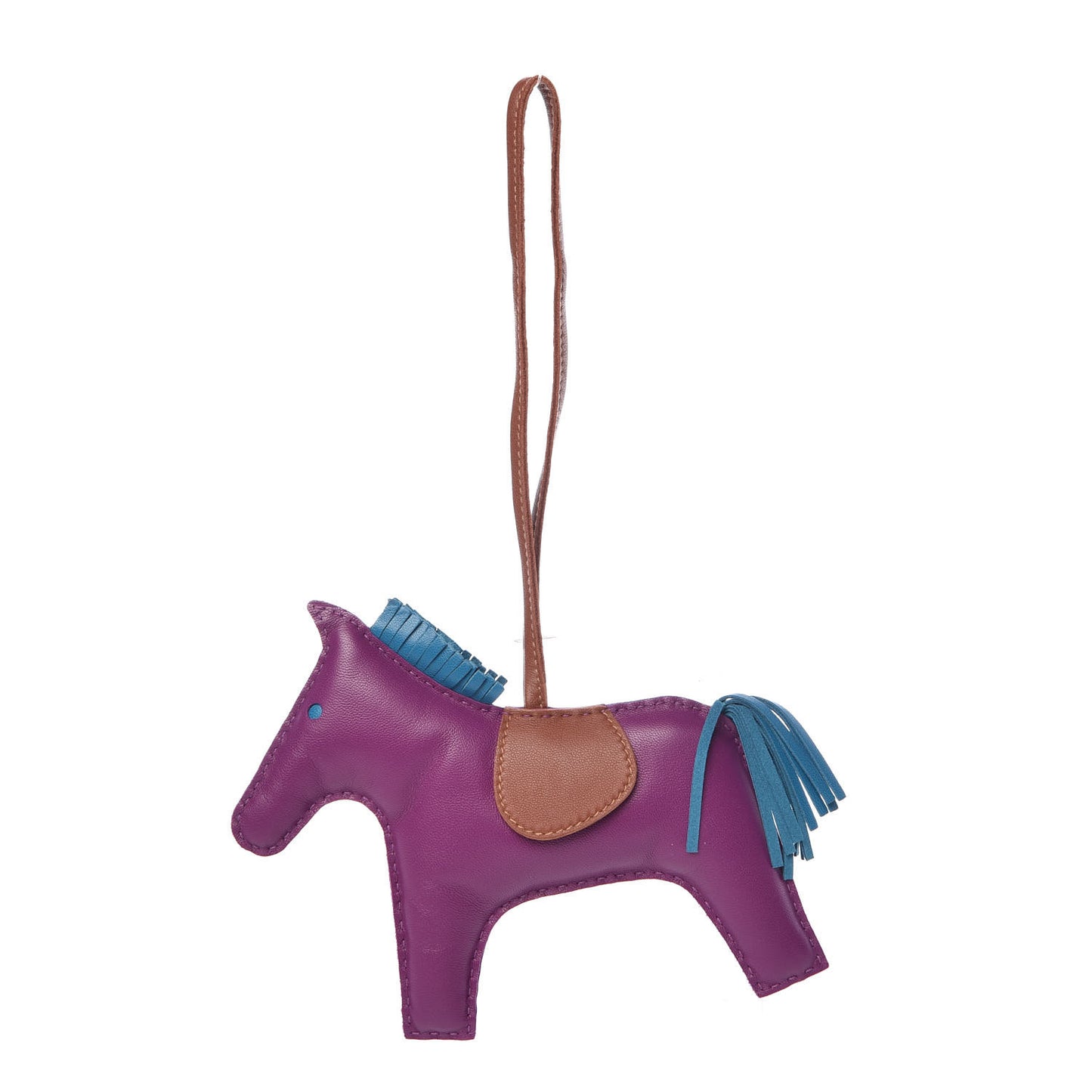 Milo Lambskin Grigri Rodeo Horse Bag Charm GM Anemone Bleu Izmir Fauve