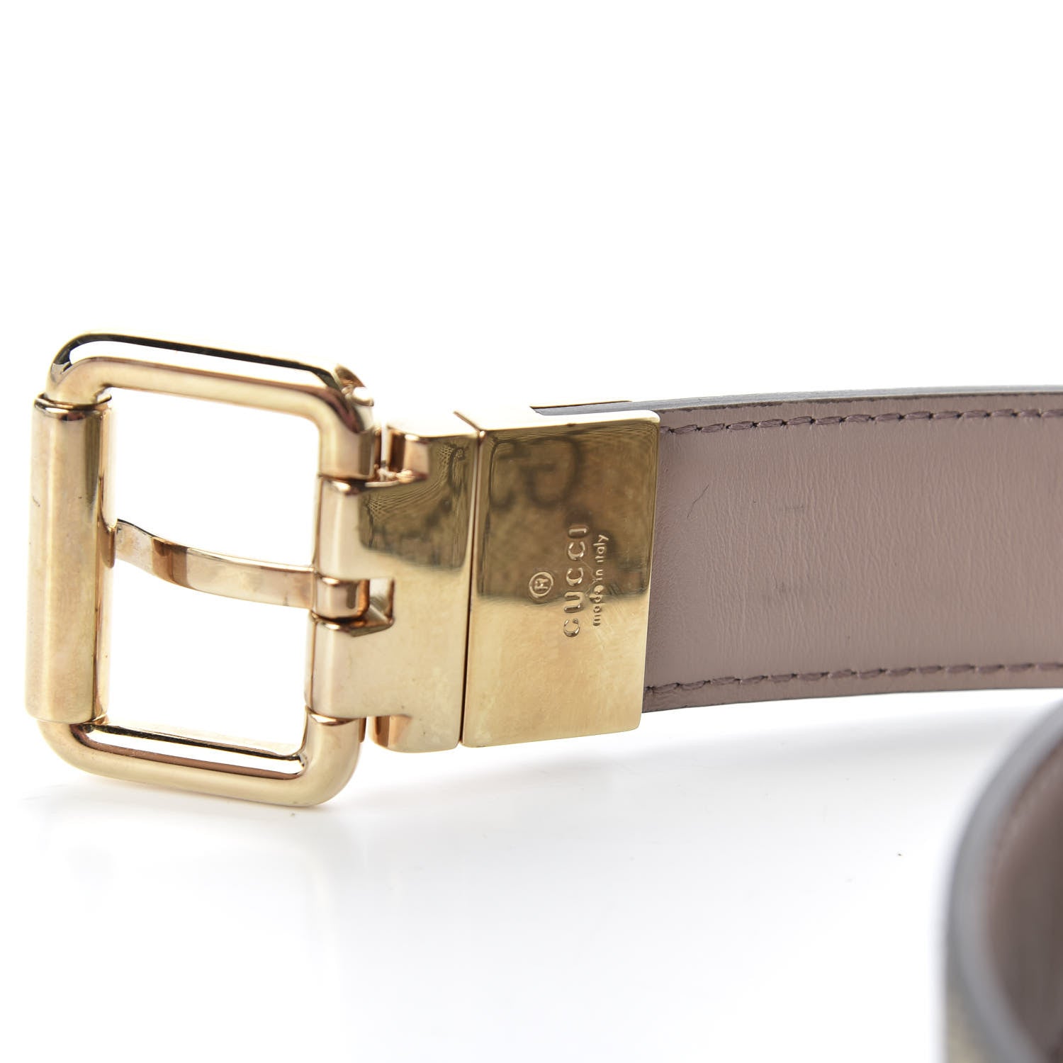 Gucci Selleria Calfskin GG Supreme Monogram Reversible 30mm Belt 95 38 Dark Cipria Beige Ebony 3 of 5