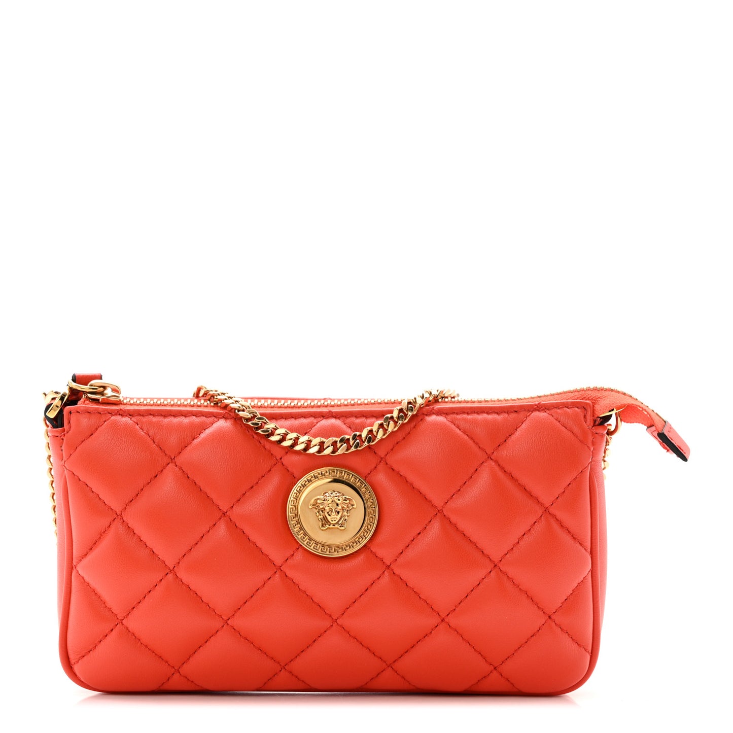 Nappa Quilted Tribute Icon Pouch Dark Orange
