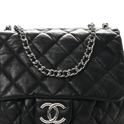 Chanel Washed Lambskin Quilted Large Chain Around Messenger Black 8 of 10