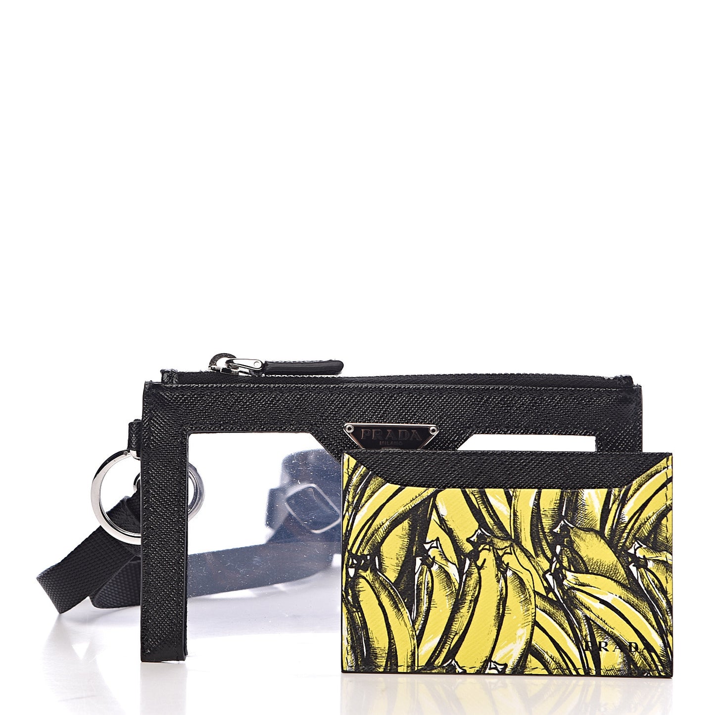 Saffiano PVC Banana Print Card Holder