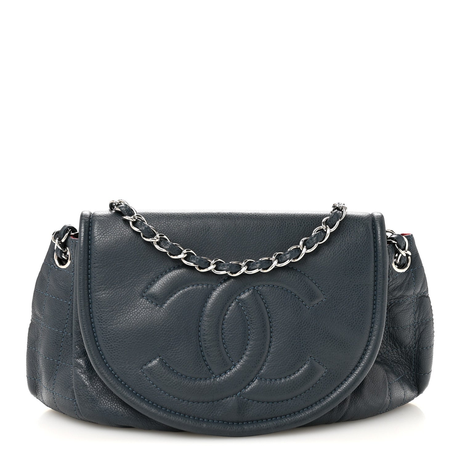 Chanel Caviar Large Half Moon Flap Navy 1 of 12