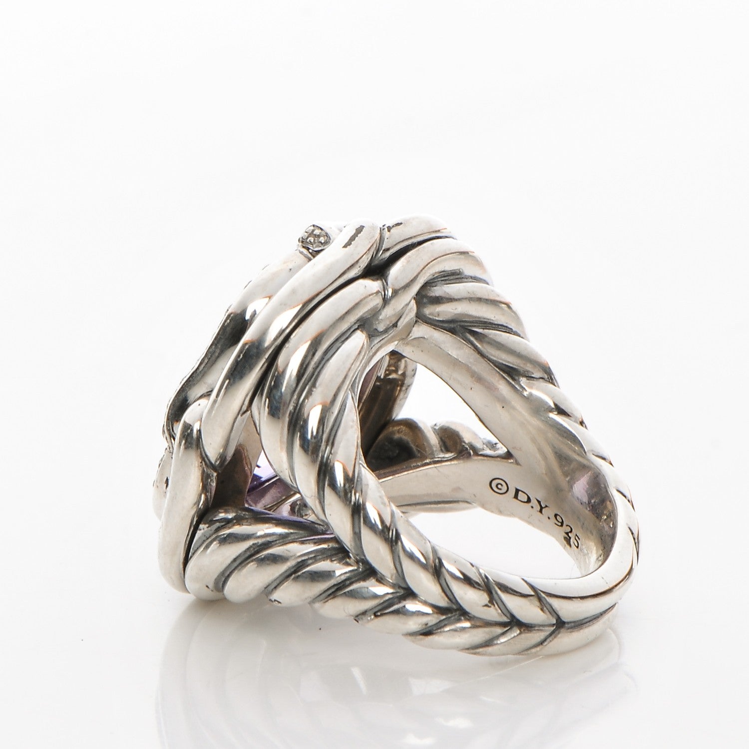David Yurman Sterling Silver Amethyst 14mm Labyrinth Ring 53 6.5 3 of 5