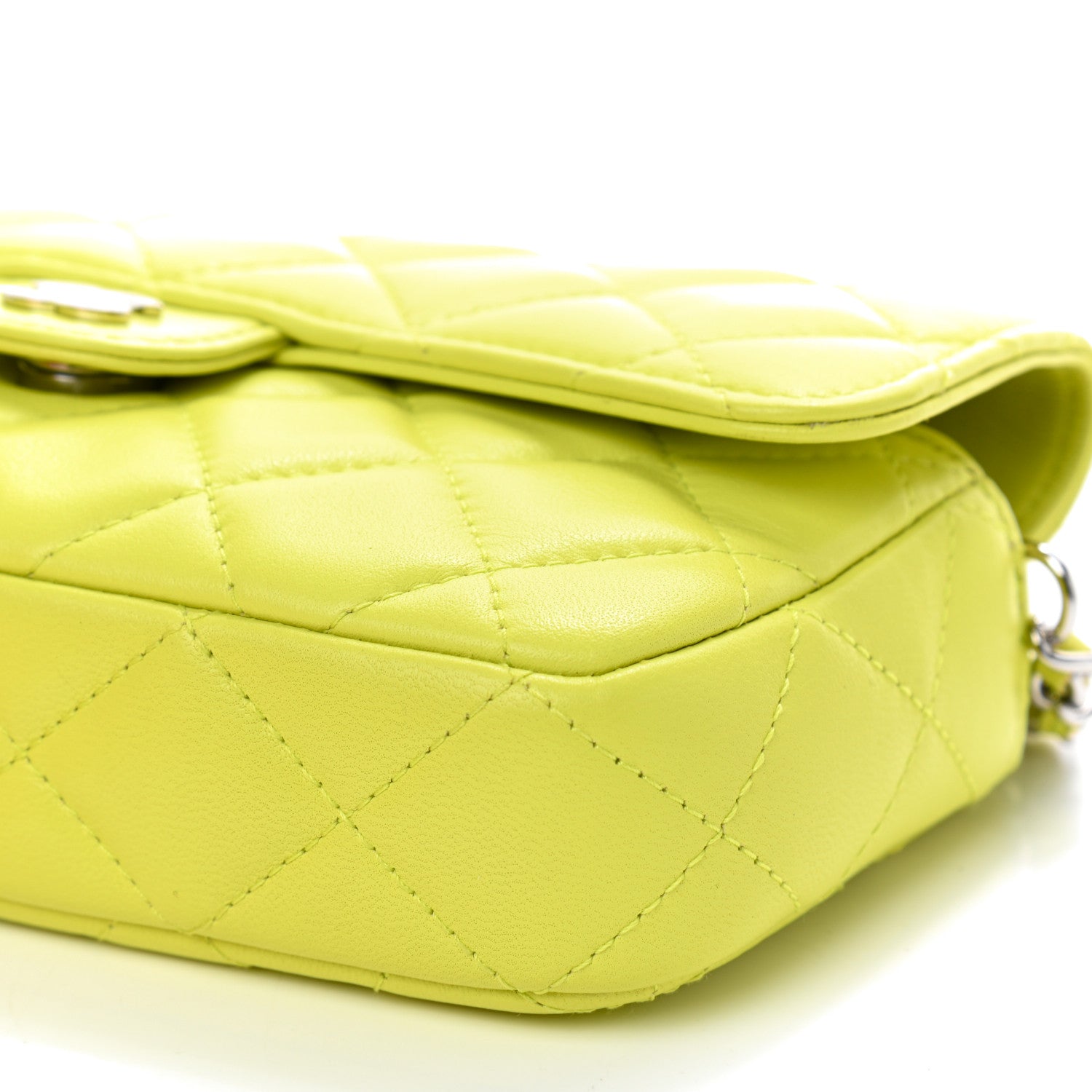 Chanel Lambskin Quilted Flap Phone Holder With Chain Yellow 7 of 10