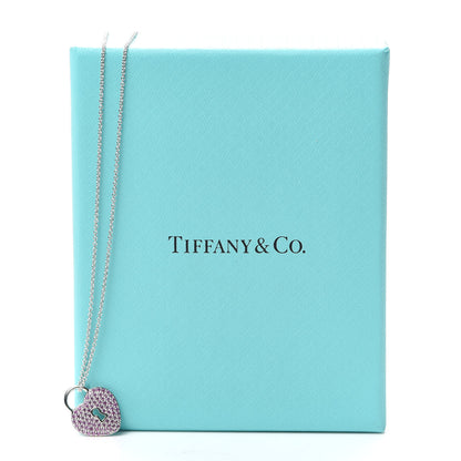 Tiffany Platinum Pink Sapphire Heart Pendant Necklace 6 of 6