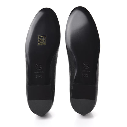 Chanel Caviar CC Cap Toe Ballerina Flats 38.5 Black 6 of 10