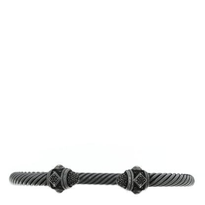 David Yurman Darkened Sterling Silver Black Diamond 5mm Renaissance Bracelet 1 of 3