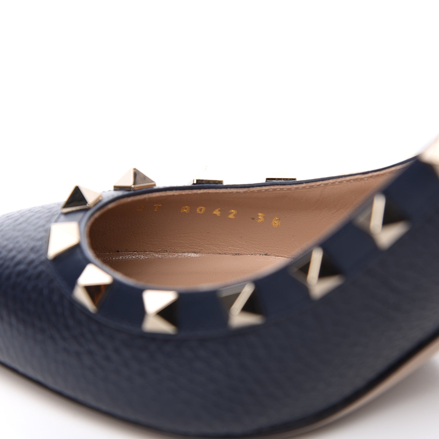 Valentino Garavani Pebbled Calfskin Rockstud 85mm Pumps 38 Marine 8 of 9