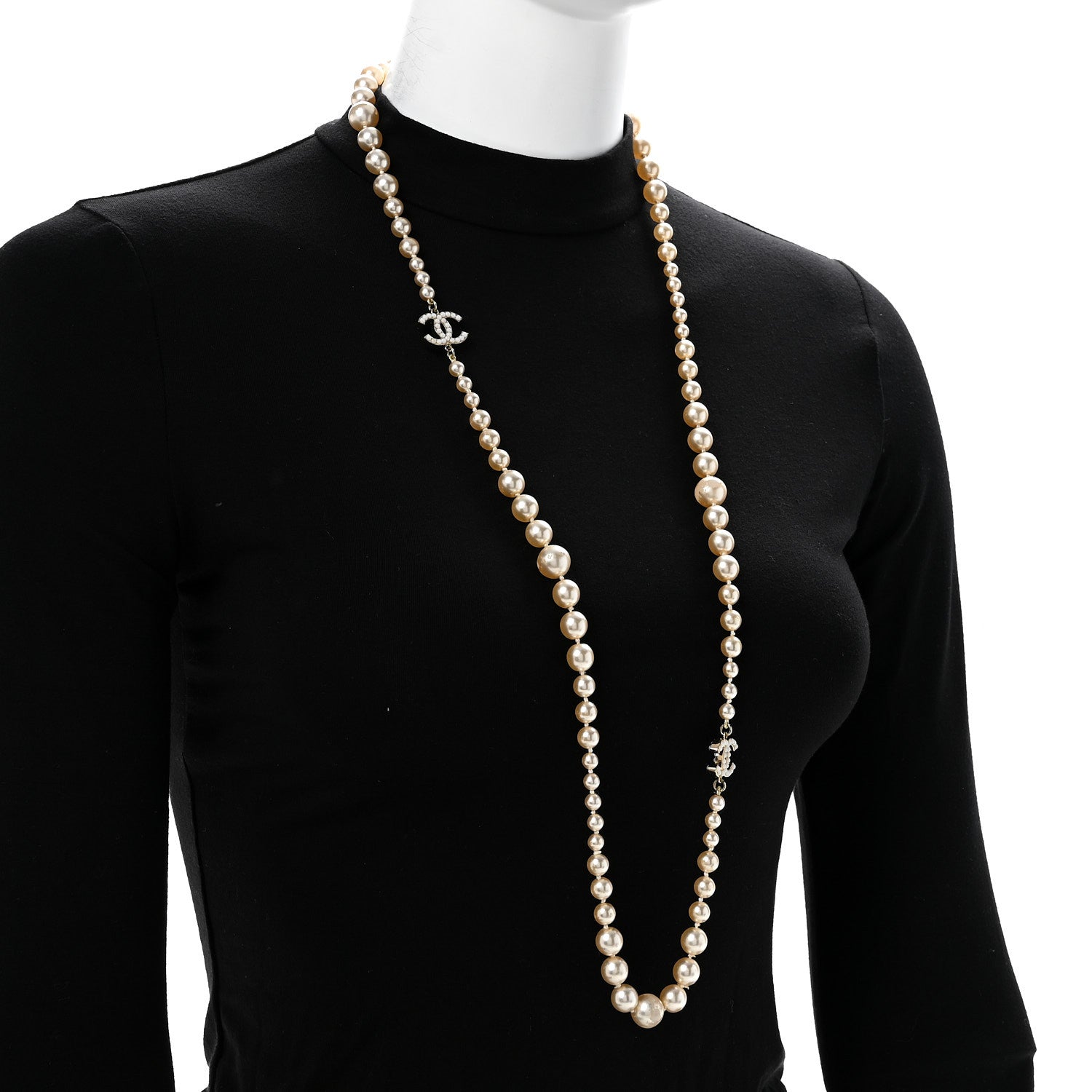 Chanel Pearl Multistrand CC Long Necklace Pearly White 2 of 8