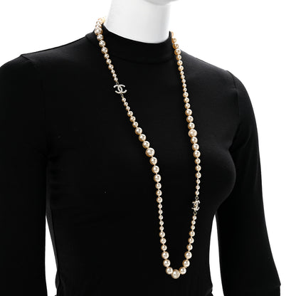 Chanel Pearl Multistrand CC Long Necklace Pearly White 2 of 8