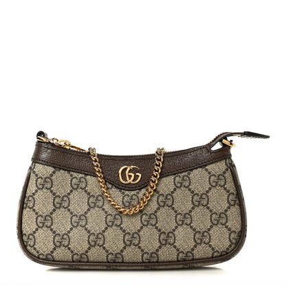 Gucci GG Supreme Monogram Textured Dollar Calfskin Mini Ophidia Chain Bag Beige Ebony 1 of 10