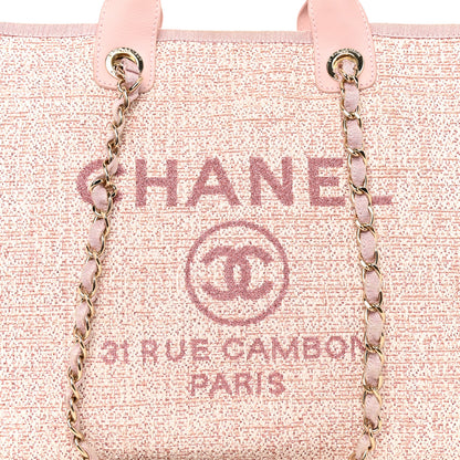 Chanel Lurex Boucle Deauville Medium Tote Pink 8 of 10