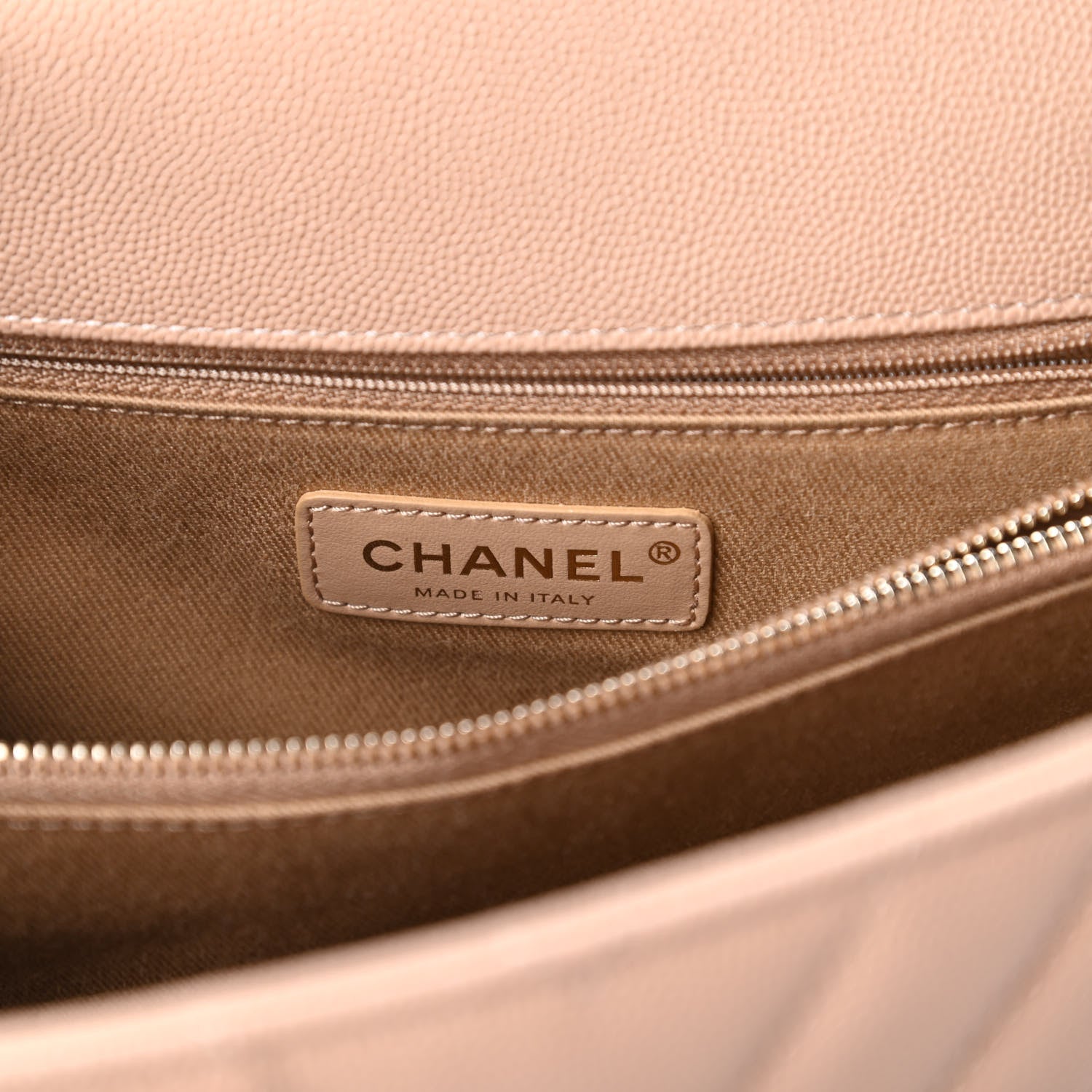 Chanel Caviar Chevron Quilted Medium Coco Handle Flap Beige 8 of 11