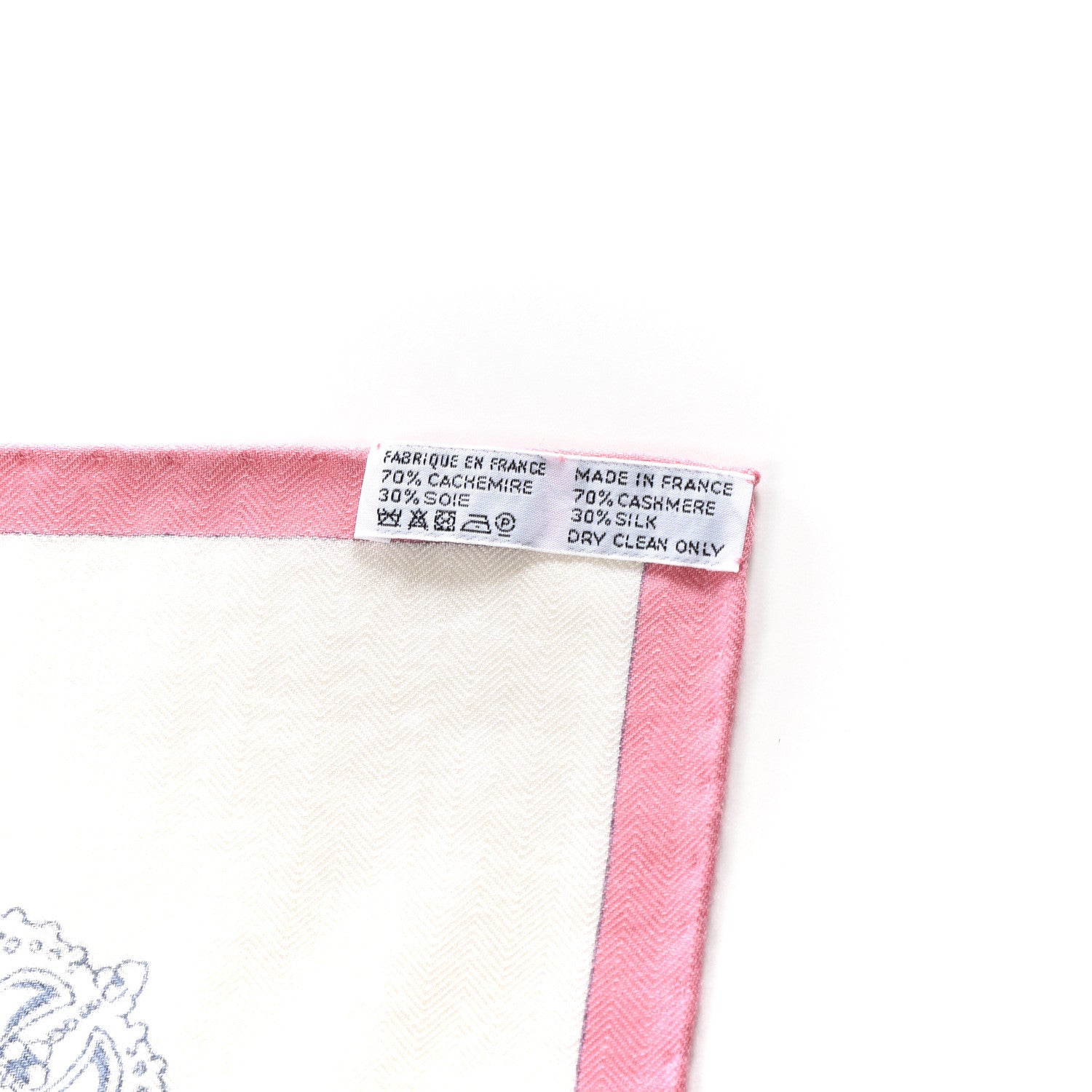 Hermes Cashmere Silk Cavalcadour Shawl 140 Blanc Violet Rose 3 of 3
