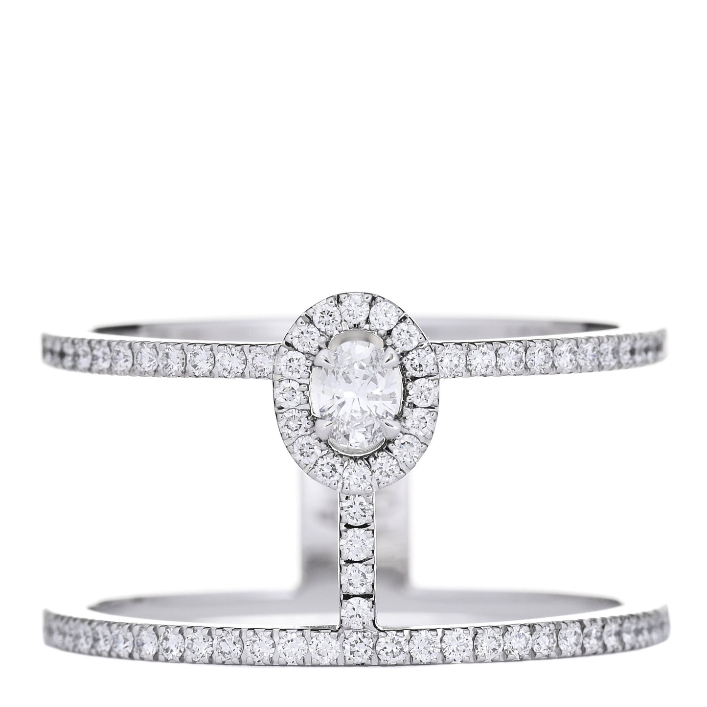 18K White Gold Diamond Glamazone 2 Row Pave Ring 55 7.25