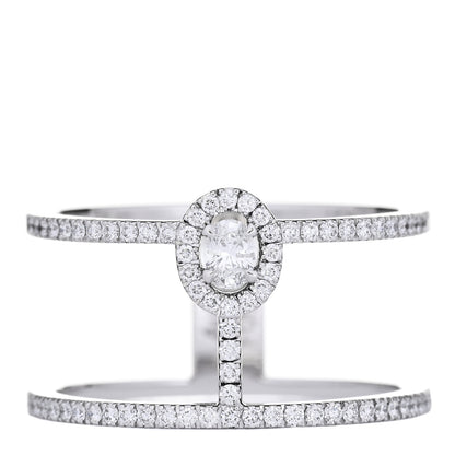 Messika 18K White Gold Diamond Glamazone 2 Row Pave Ring 55 7.25 1 of 5