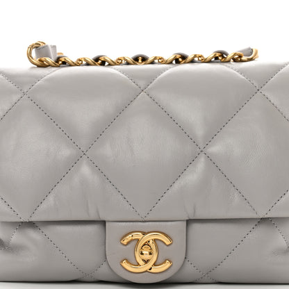Chanel Lambskin Quilted Chain Top Handle Flap Light Grey 5 of 10
