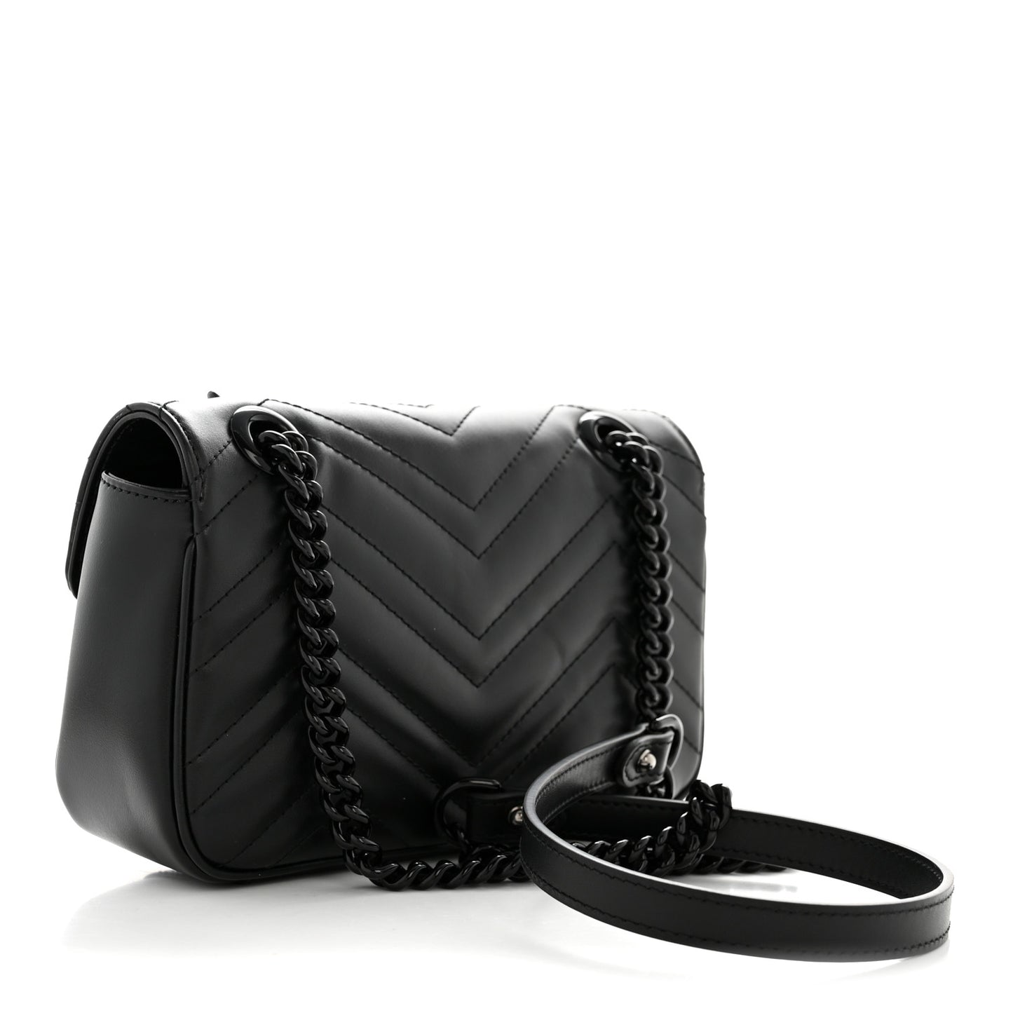 Calfskin Matelasse Monochrome Mini GG Marmont Shoulder Bag Black