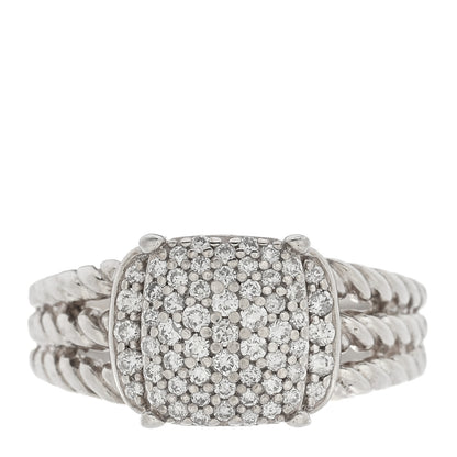 David Yurman Sterling Silver Diamond 10mm Petite Wheaton Ring 51 5.75 1 of 5