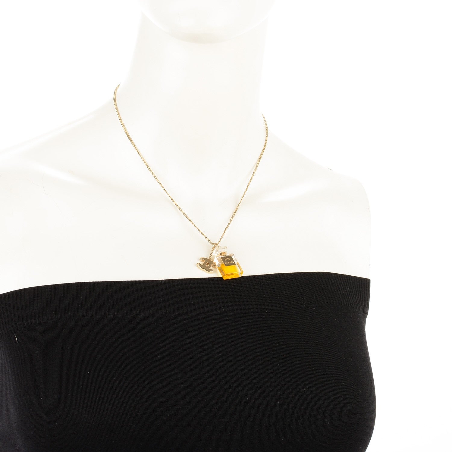 Chanel N°5 Perfume CC Necklace Gold 2 of 5
