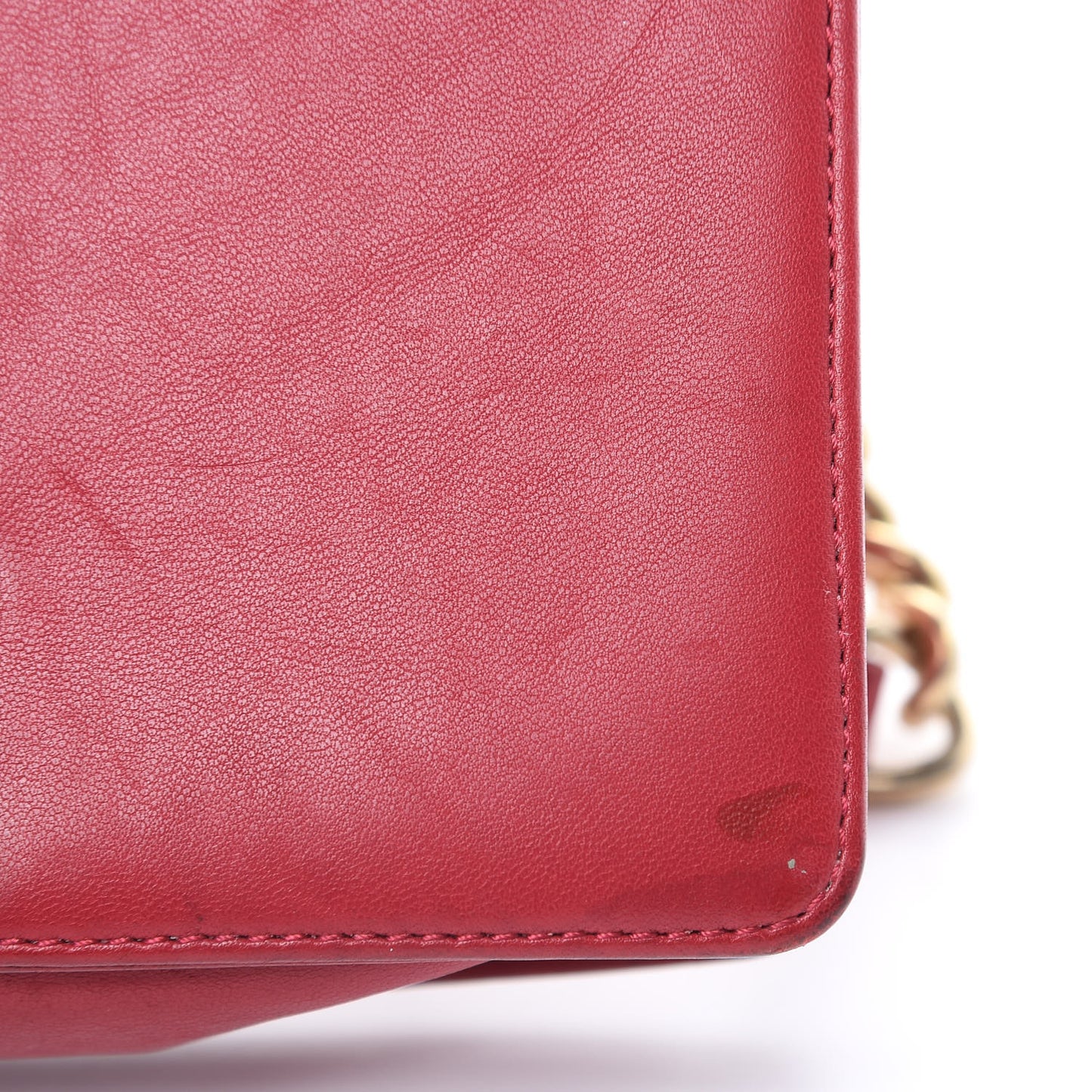 Lambskin Quilted Small Boy Flap Dark Red