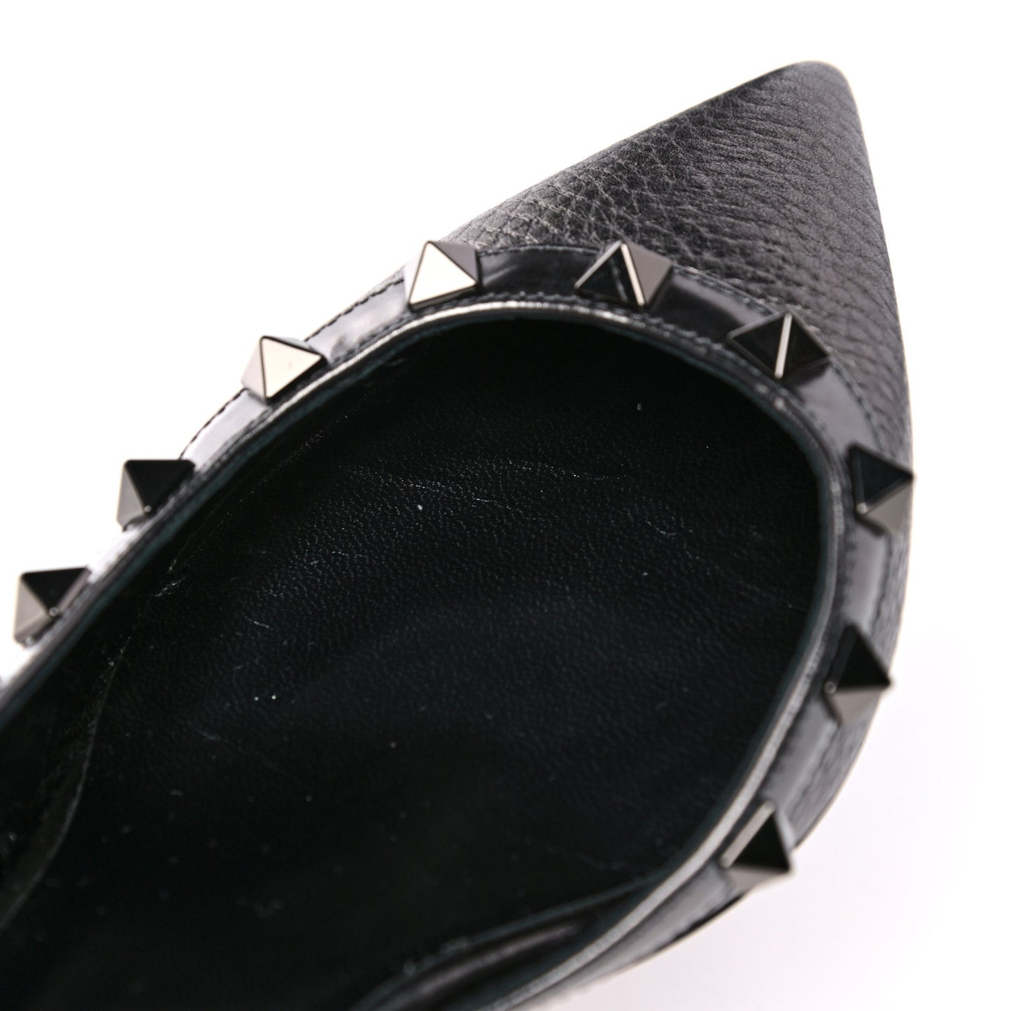 Metallic Pebbled Calfskin Rockstud Half D'Orsay Slingback 50mm Pumps 35.5 Rutenio
